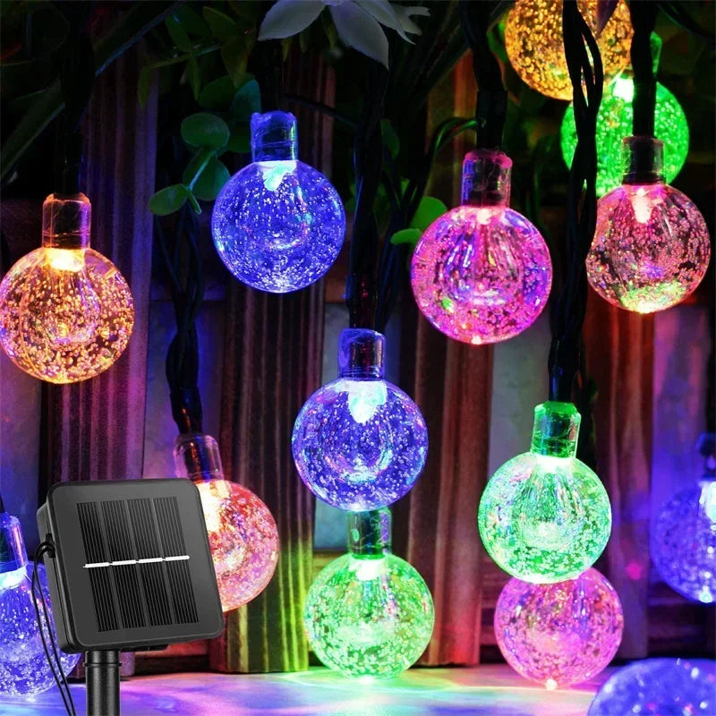 Solar String Lights Outdoor - LED Crystal Globe Fairy Lights, Waterproof, 8 Modes for Garden, Christmas & Party Décor | Solar Powered, Energy Efficient