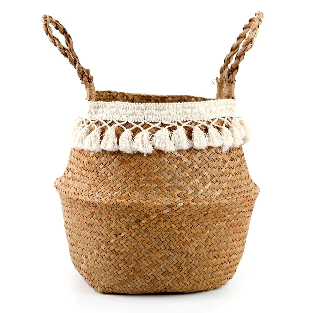 Handmade Wicker & Seagrass Storage Basket – Eco-Friendly, Foldable & Multi-Purpose