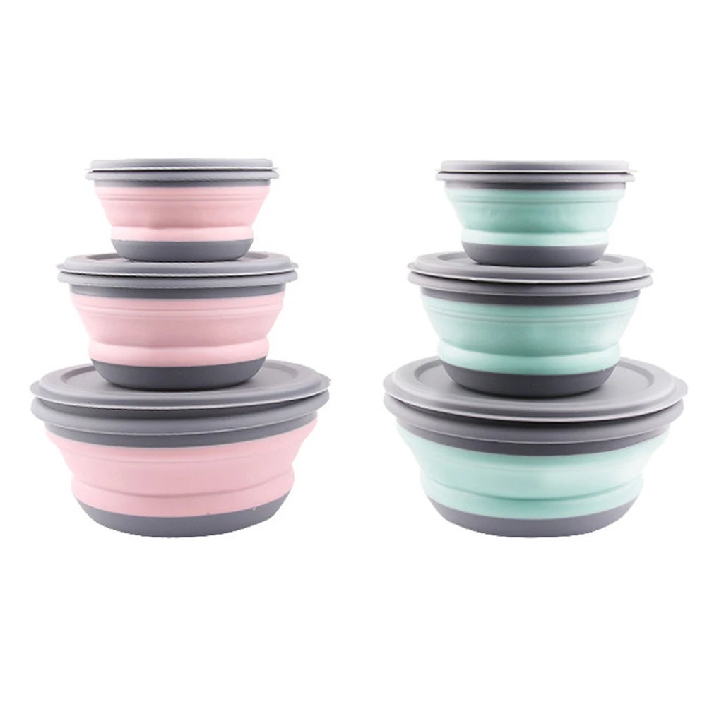 Collapsible Travel Bowl Set | 3-Piece Foldable Plastic Food Container | BPA-Free & Durable