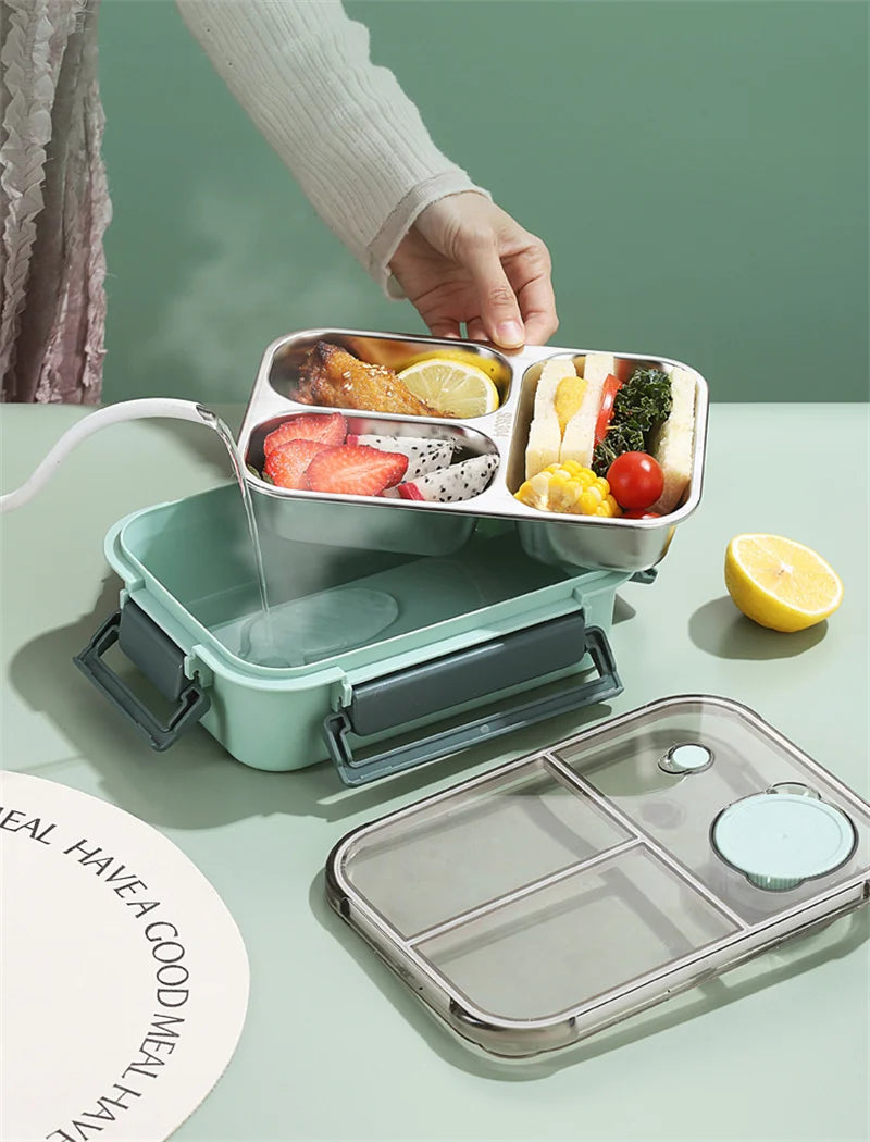 Stainless Steel Leakproof Lunch Box – Eco-Friendly, Insulated Food Container with Cutlery