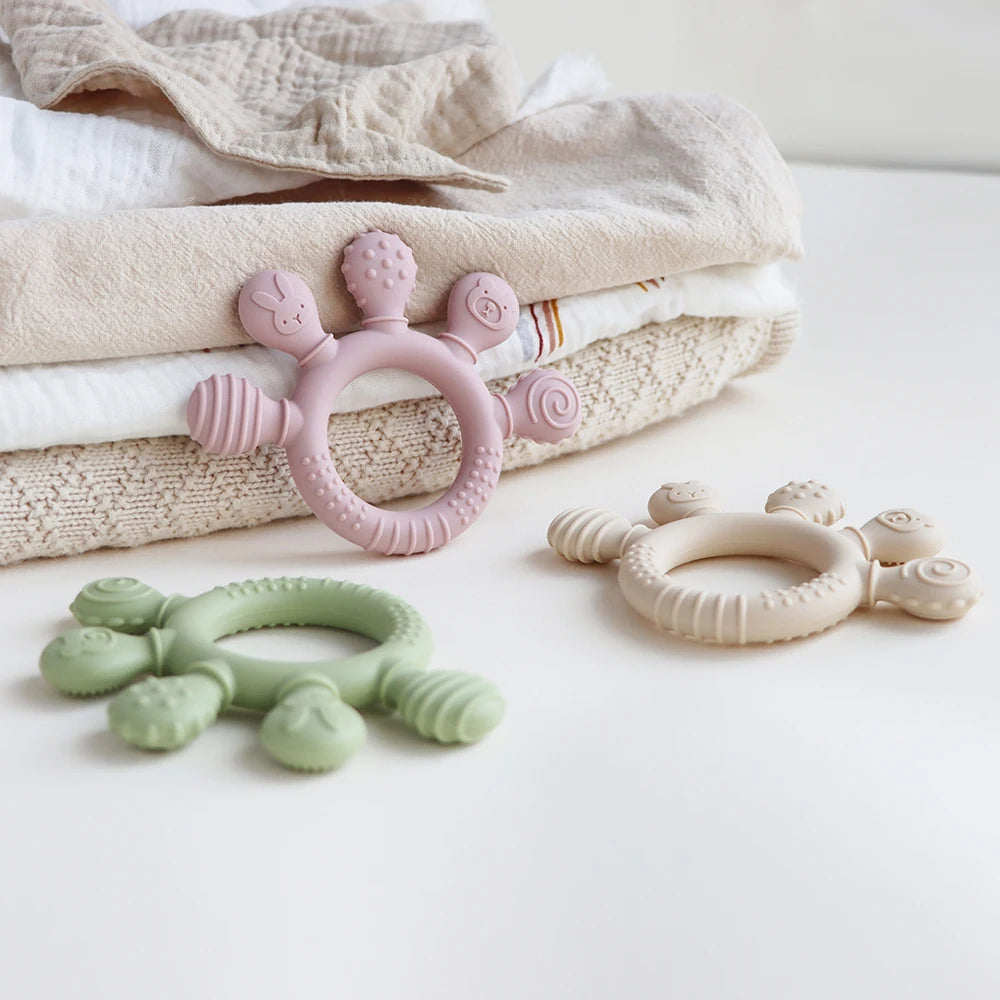 Eco-Friendly Silicone Baby Teether | Safe & Chewy | Sensory Gum Relief | BPA Free