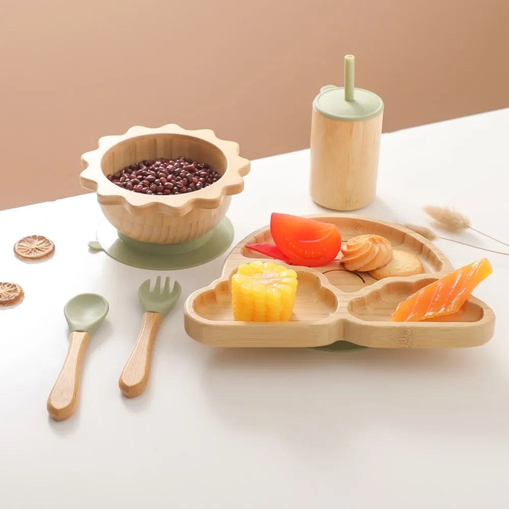 Eco-Friendly Baby Bamboo Dinnerware Set | Non-Toxic | Suction Base | Safe Feeding Essentials