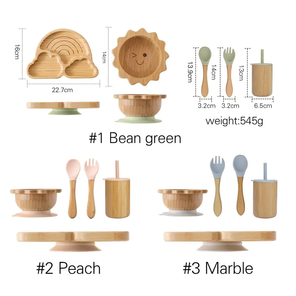 Eco-Friendly Baby Bamboo Dinnerware Set | Non-Toxic | Suction Base | Safe Feeding Essentials