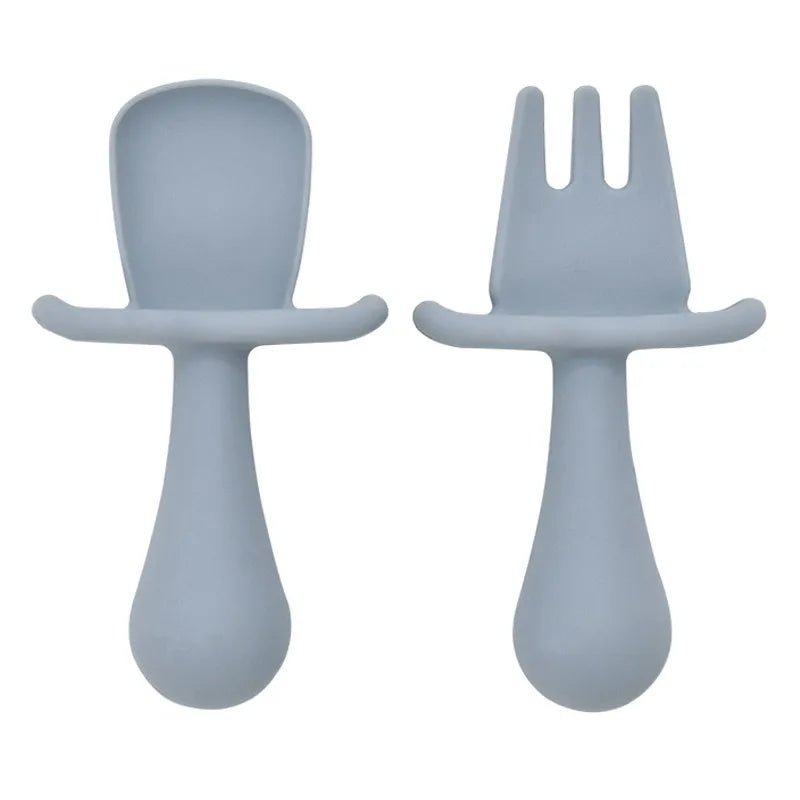 2PCS Silicone Baby Learning Spoon Set | BPA-Free Soft Training Utensils for Self-Feeding