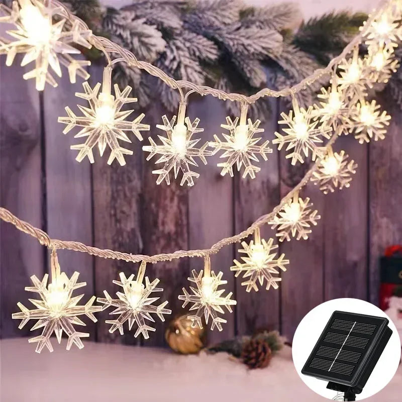 Solar Powered Snowflake LED String Lights - Waterproof & Eco-Friendly Outdoor Holiday Lights, 8 Hours of Illumination | Perfect for Garden, Patio, Christmas & Party Décor