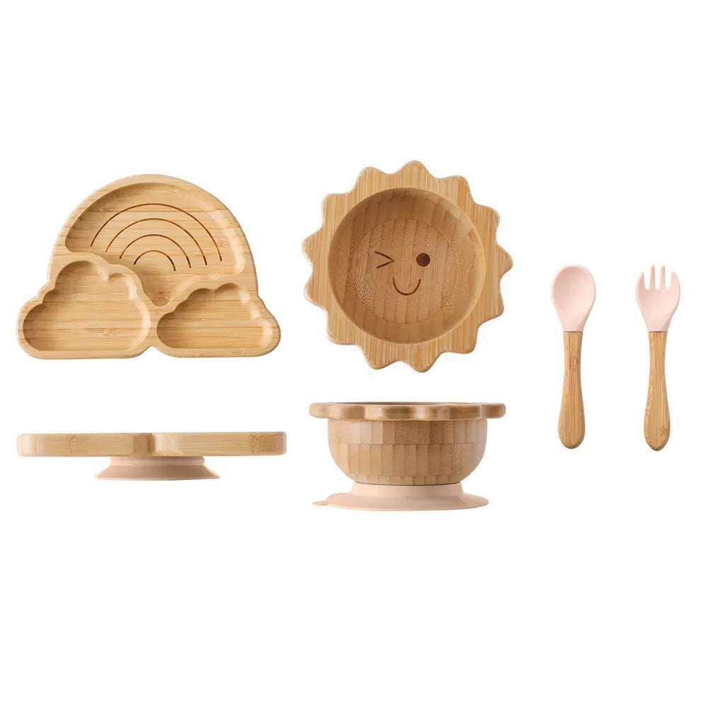 Eco-Friendly Baby Bamboo Dinnerware Set | Non-Toxic | Suction Base | Safe Feeding Essentials