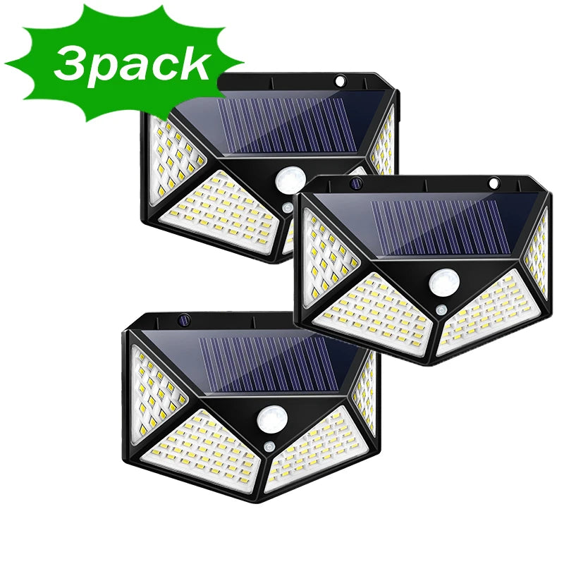 Solar Motion Sensor Light – 100 LED Ultra-Bright Outdoor Security Lamp, Waterproof, with 3 Modes