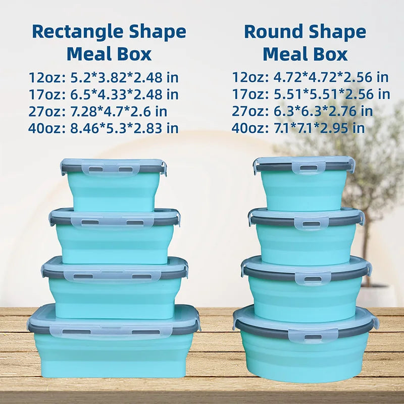 Collapsible Silicone Lunch Box – Eco-Friendly, Leakproof, Microwave & Freezer Safe Folding Food Storage Bowl