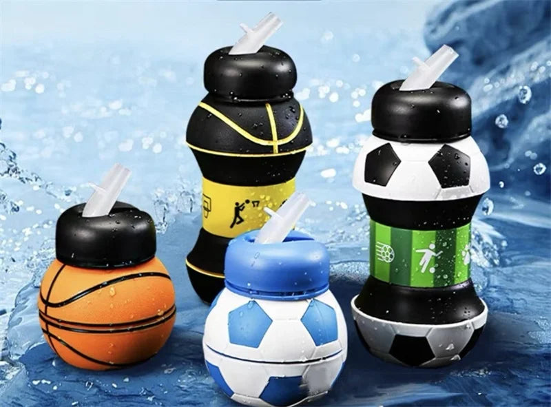 Foldable Silicone Sports Water Bottle – 550ml Leakproof & Portable for Kids & Outdoor Activities