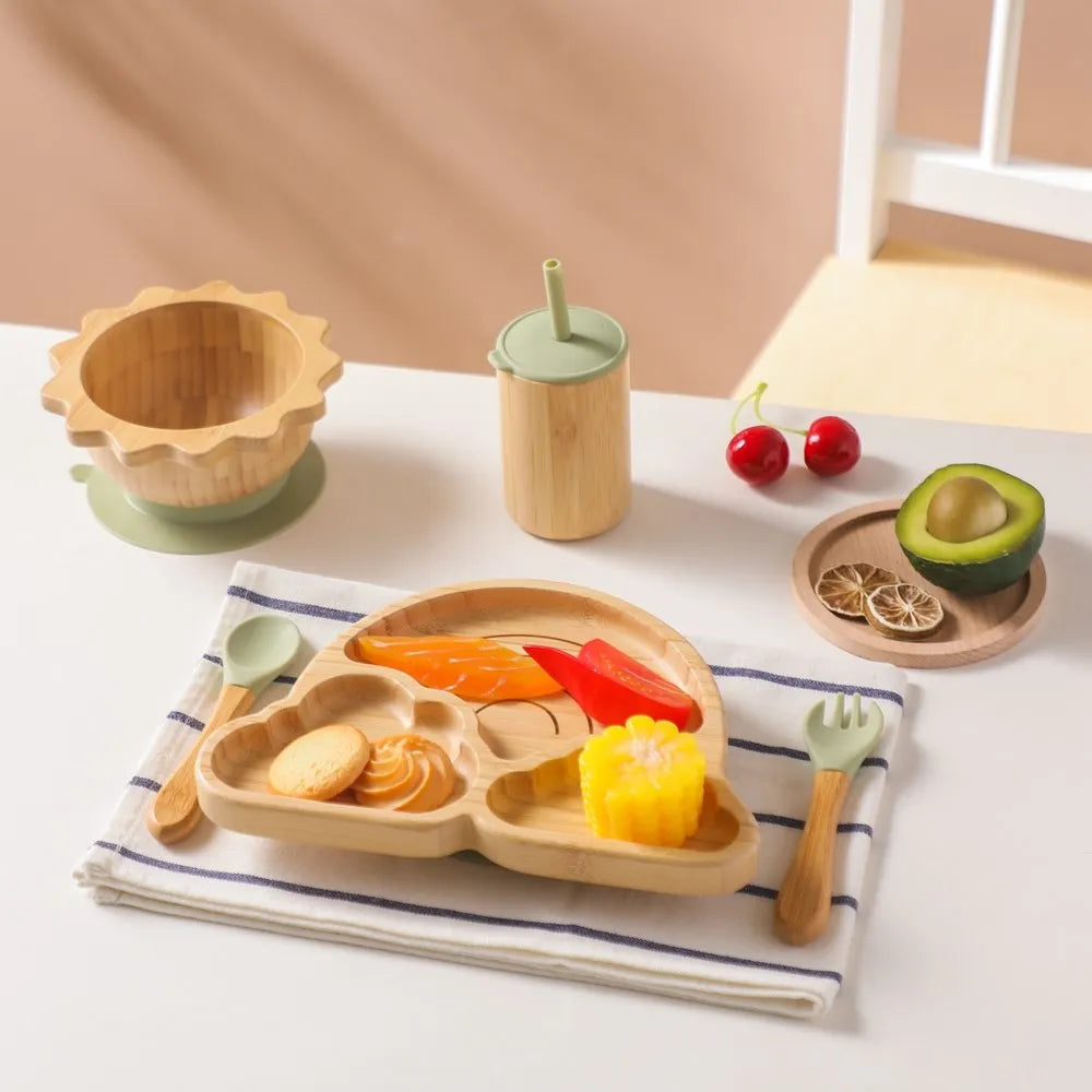 Eco-Friendly Baby Bamboo Dinnerware Set | Non-Toxic | Suction Base | Safe Feeding Essentials