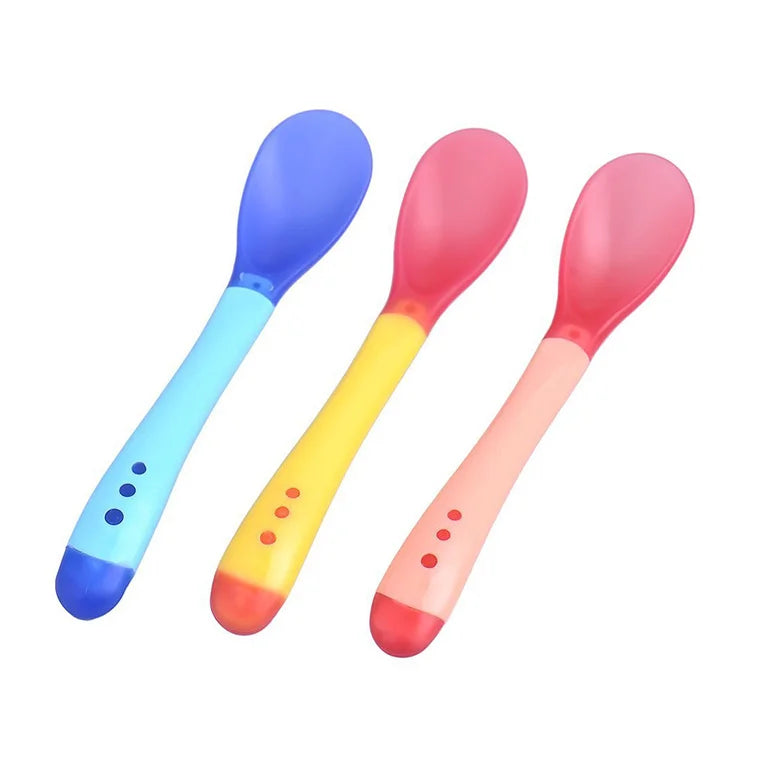 Baby Temperature Sensing Spoon & Fork Set | Soft Silicone | BPA-Free | Safe Self-Feeding