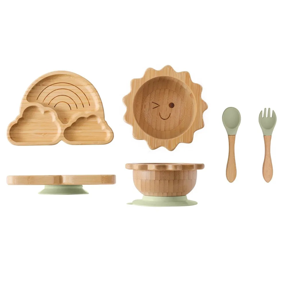 Eco-Friendly Baby Bamboo Dinnerware Set | Non-Toxic | Suction Base | Safe Feeding Essentials