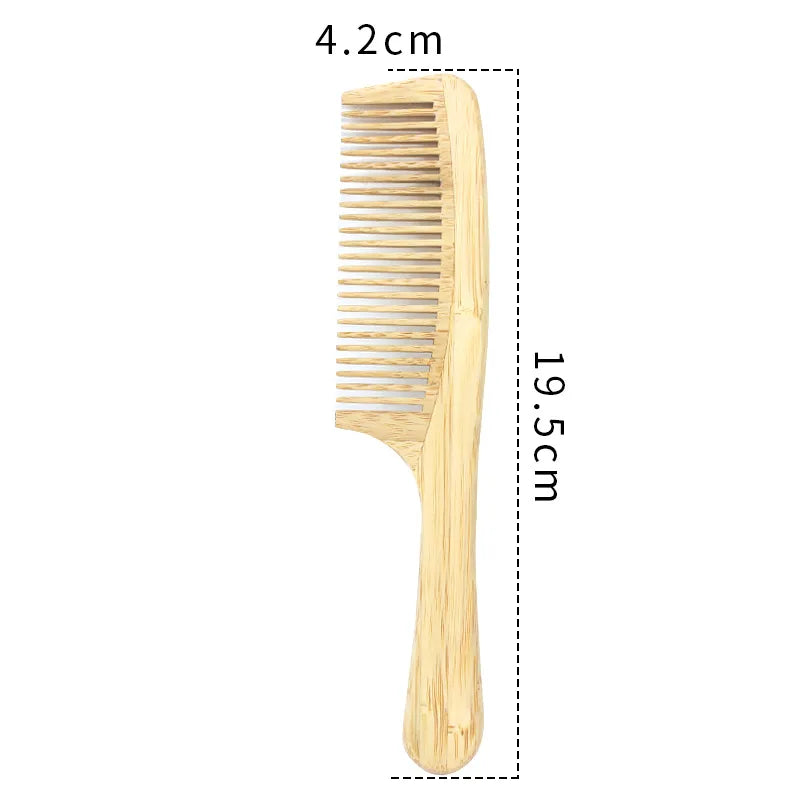 Bamboo Wide Tooth Comb | Anti-Static Detangling Hair Brush for Curly & Straight Hair | Gentle Scalp Massage & Smoothing | Eco-Friendly for Women & Men