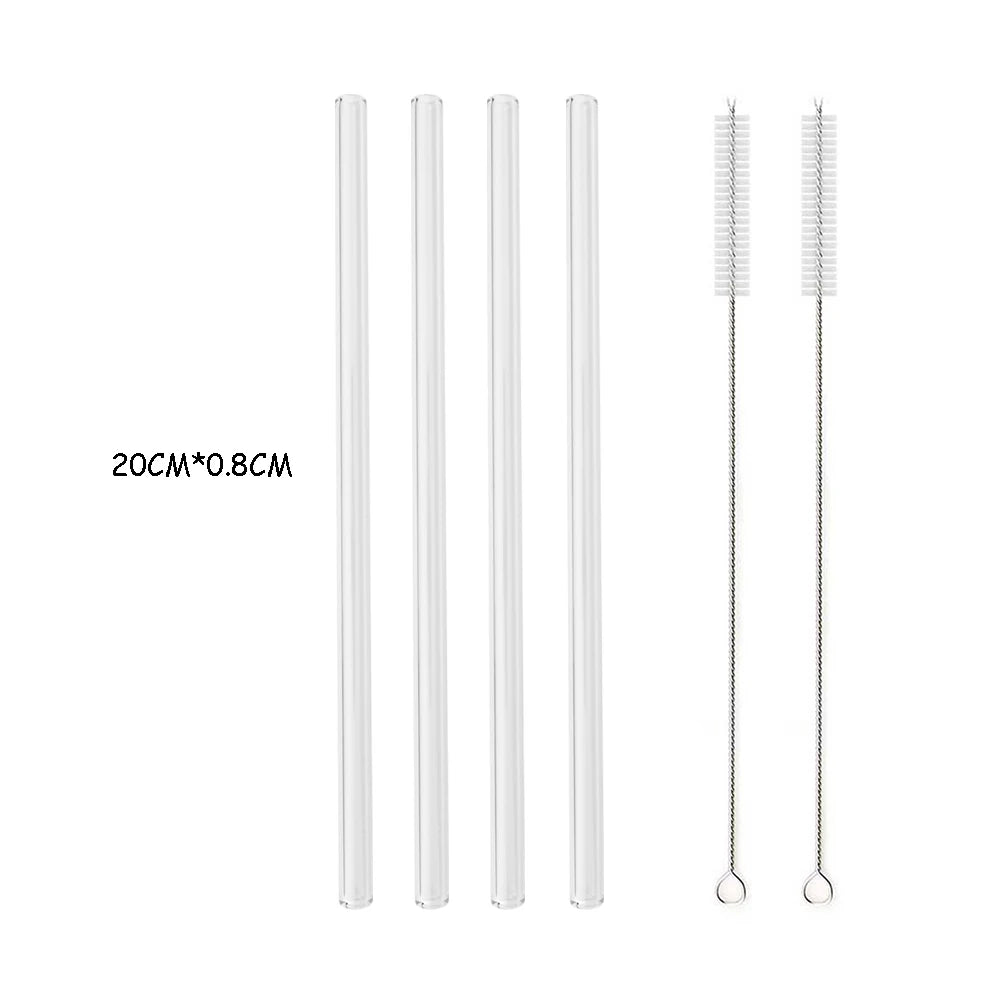 Reusable Glass Straws | High Borosilicate Eco-Friendly Drinking Straws | Boba, Bubble Tea, Milkshakes & More