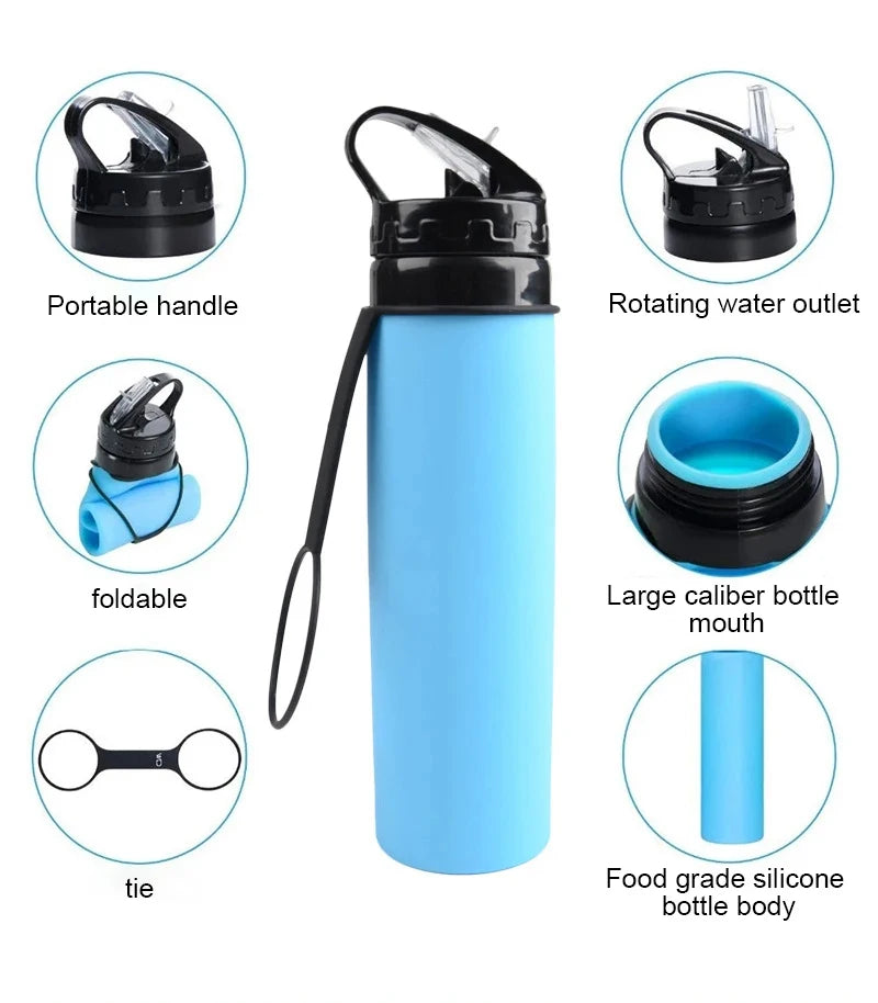 Collapsible Silicone Water Bottle – BPA-Free, Eco-Friendly & Reusable for Travel, Hiking & Sports