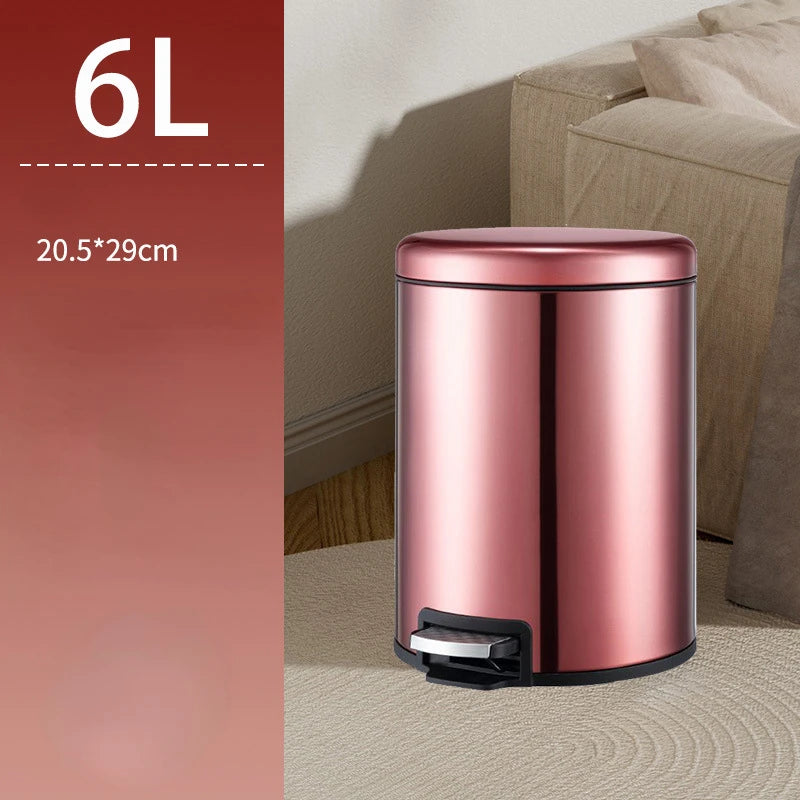 6L Stainless Steel Trash Can – Eco-Friendly Foot Pedal Bin with Soft-Close Lid