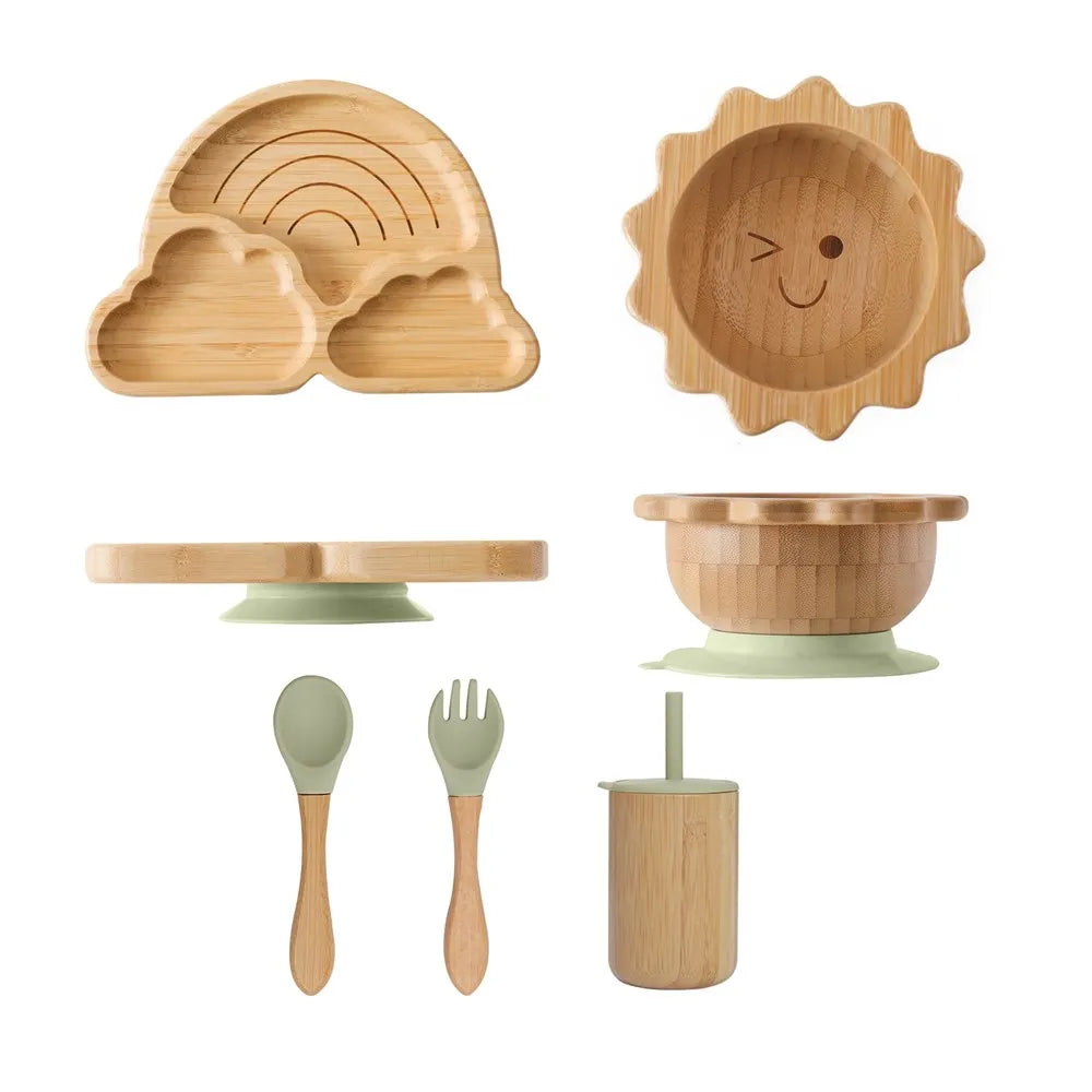 Eco-Friendly Baby Bamboo Dinnerware Set | Non-Toxic | Suction Base | Safe Feeding Essentials