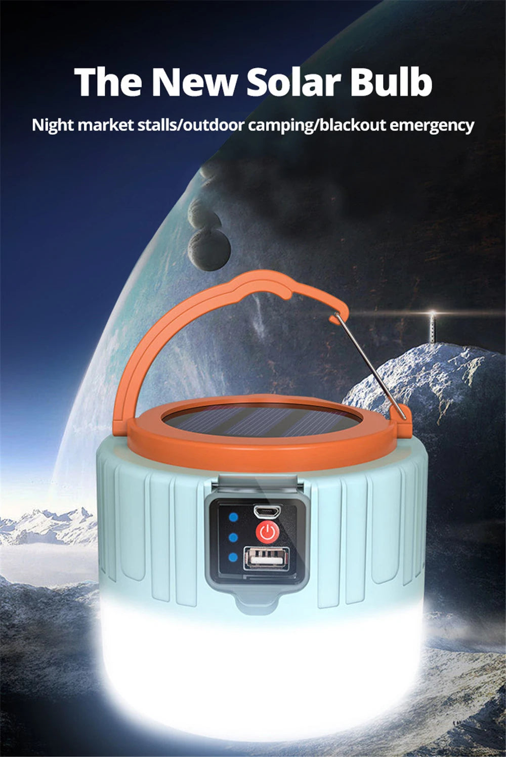 Mixxar Solar LED Camping Lantern with Remote Control – Portable Rechargeable Tent Light, Power Bank Function, 3 Lighting Modes, Energy-Saving, Emergency Light for Outdoor Adventures