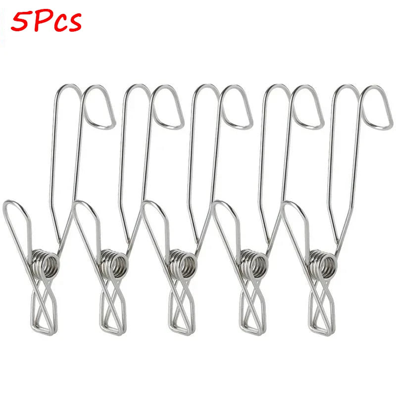 5/10/20PCS Stainless Steel Long Tail Hook Clips – Durable & Multi-Purpose