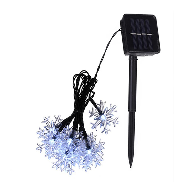 Solar Powered Snowflake LED String Lights - Waterproof & Eco-Friendly Outdoor Holiday Lights, 8 Hours of Illumination | Perfect for Garden, Patio, Christmas & Party Décor