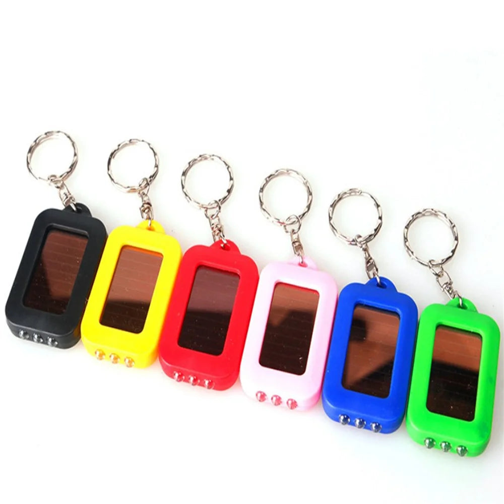 Solar-Powered LED Flashlight Keychain – Portable Emergency Light for Camping & Survival