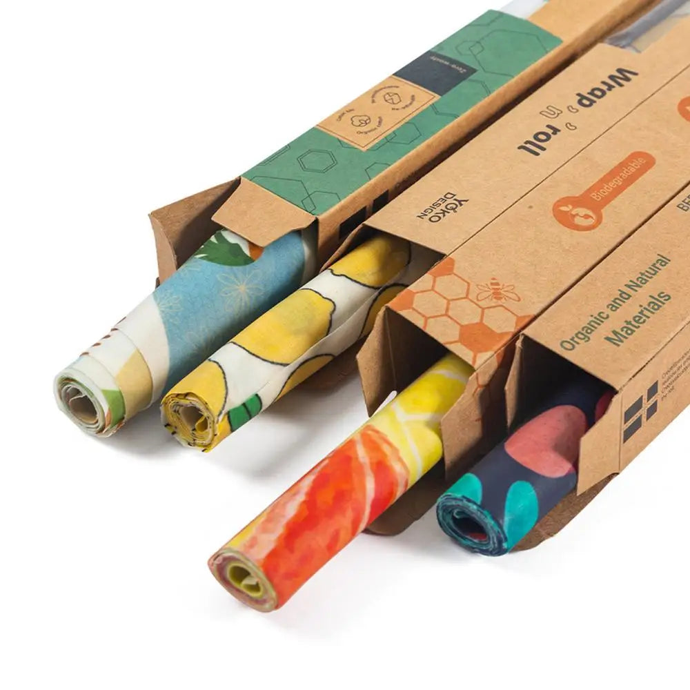 Reusable Beeswax Food Wrap Roll | Cut-to-Size Organic Cotton Wrap | Eco-Friendly Alternative to Plastic