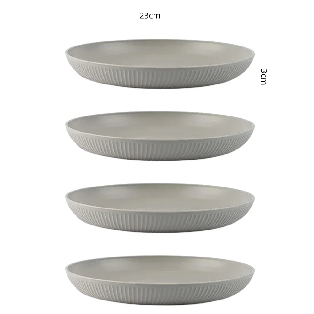 Grey Wheat Straw Dinnerware Set | Eco-Friendly 4Pcs/16Pcs Bowl, Cup, and Dish Set | Portable Tableware Kits for Home, Party, Picnic & Camping | Sustainable Dining