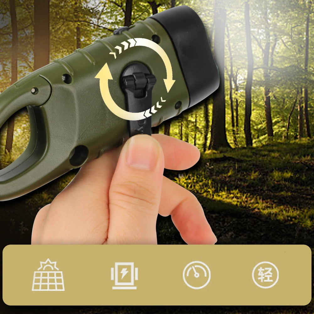 LED Hand Crank Flashlight – 1000 Lumens, Solar & Manual Charging, Waterproof, Self-Defense & Shock-Resistant, 200-500m Lighting Distance