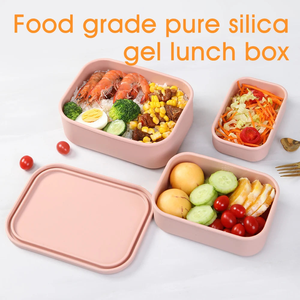 Eco-Friendly Silicone Bento Lunch Box for Kids | Leakproof, Reusable & Microwavable | Safe & Portable Food Storage for School, Picnic, and Meal Prep