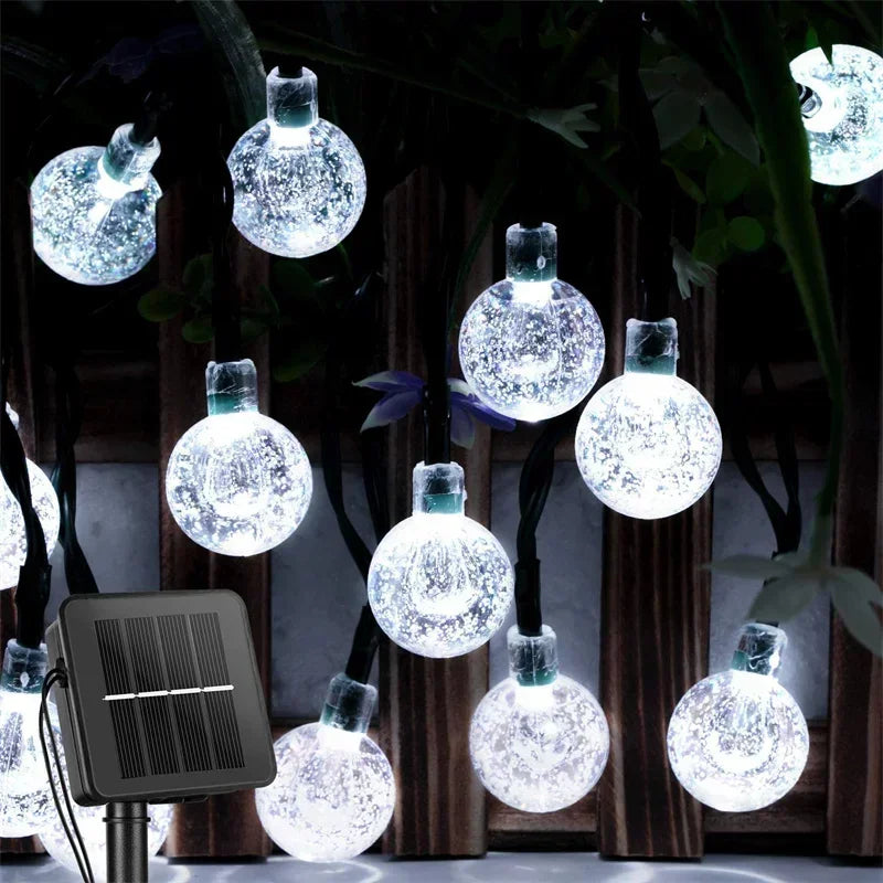 Solar String Lights Outdoor - LED Crystal Globe Fairy Lights, Waterproof, 8 Modes for Garden, Christmas & Party Décor | Solar Powered, Energy Efficient