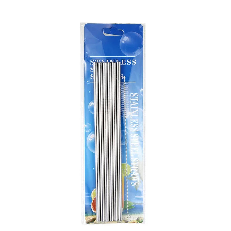 6PCS Reusable Stainless Steel Straws | 304 Metal Drinking Straws | Straight & Bent with Cleaning Brush & Case | Eco-Friendly Bar & Party Accessory