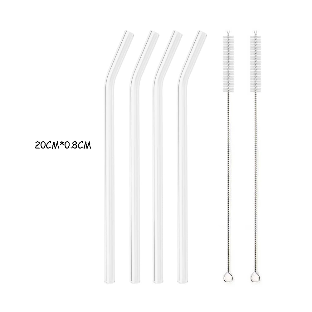 Reusable Glass Straws | High Borosilicate Eco-Friendly Drinking Straws | Boba, Bubble Tea, Milkshakes & More