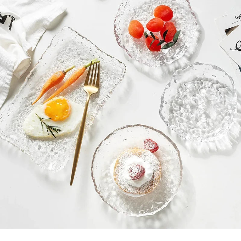 Elegant Crystal Glass Dinnerware | Plates, Bowls & Saucers for Salads, Desserts & More | Eco-Friendly & Durable