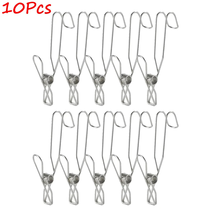 5/10/20PCS Stainless Steel Long Tail Hook Clips – Durable & Multi-Purpose