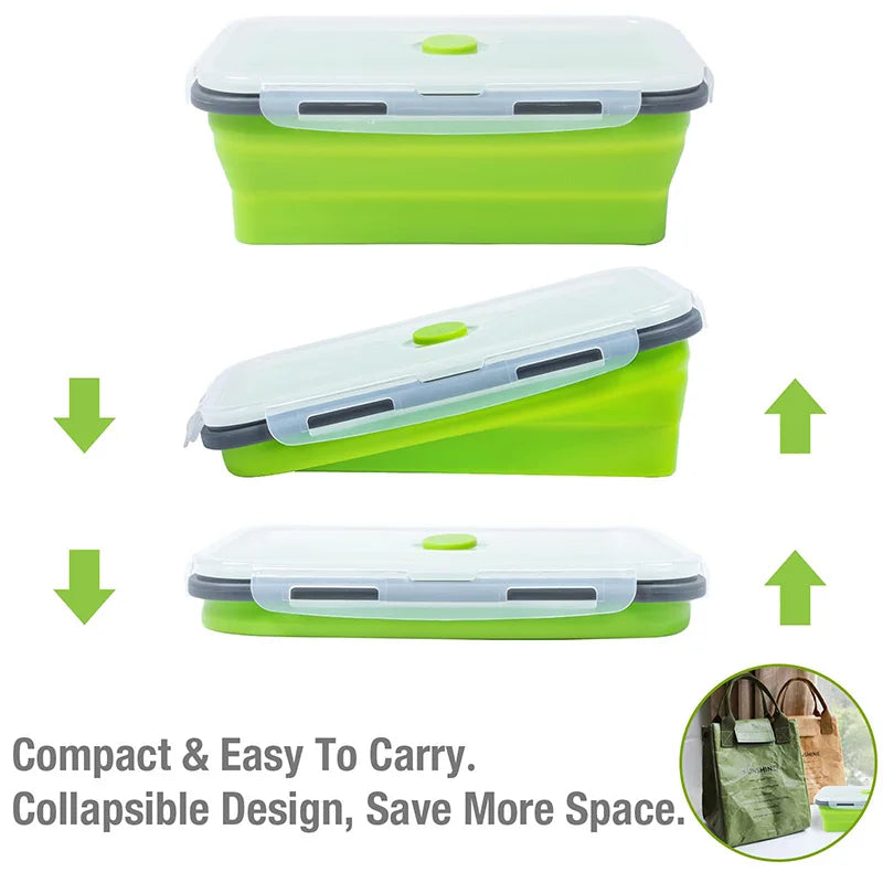 Collapsible Silicone Lunch Box – Eco-Friendly, Leakproof, Stackable Meal Prep Containers