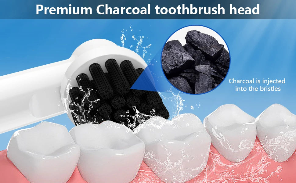 Bamboo Charcoal Toothbrush Heads | Fits Oral B Electric Toothbrush | Eco-Friendly & Deep Clean