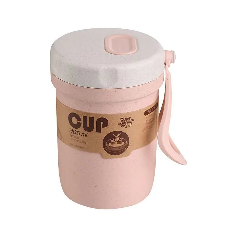 Portable Wheat Straw Coffee Mug with Lid & Spoon – Eco-Friendly, Leakproof & Reusable Travel Cup