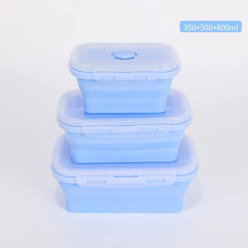 Collapsible Silicone Lunch Box – Eco-Friendly, Leakproof, Microwavable & Foldable Meal Prep Storage