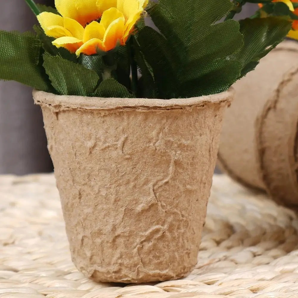 10PCS Biodegradable Fiber Planting Pots – Eco-Friendly Seedling Starter