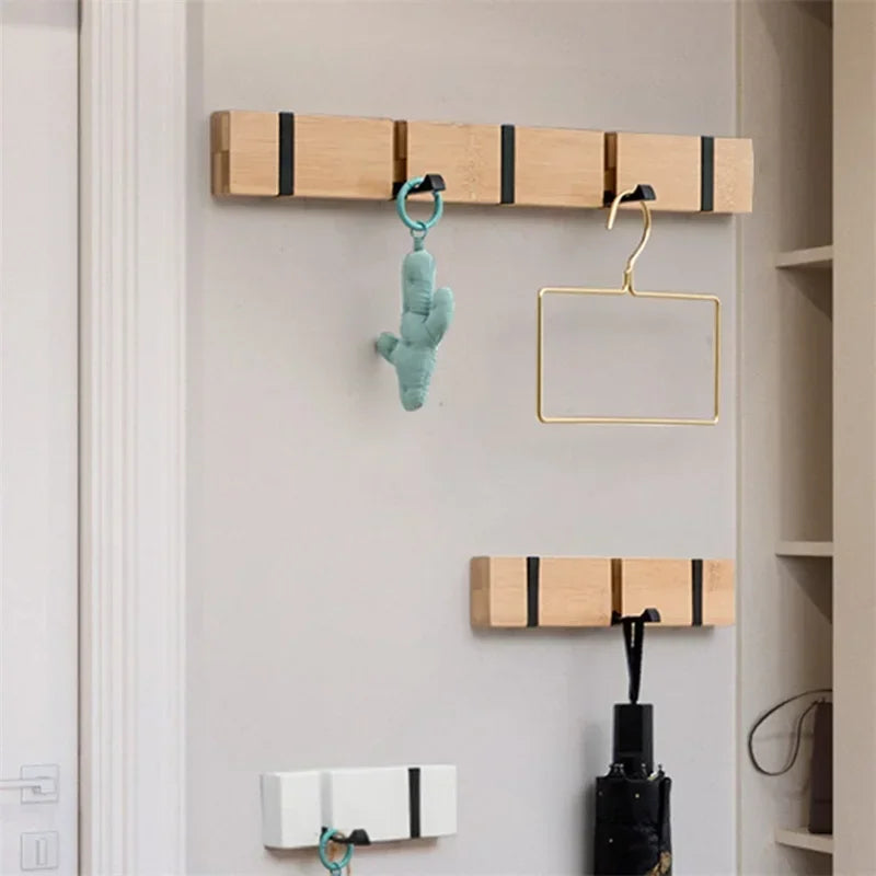 Bamboo Wall-Mounted Coat Rack – 3 & 4 Hook Options, Modern & Space-Saving