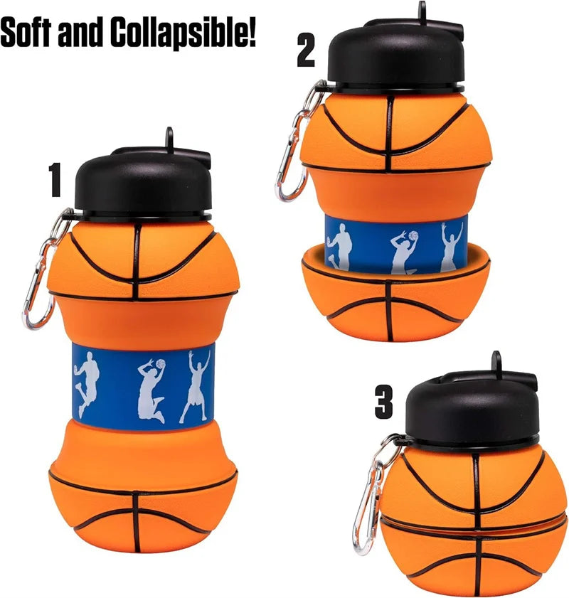 Foldable Silicone Sports Water Bottle – 550ml Leakproof & Portable for Kids & Outdoor Activities