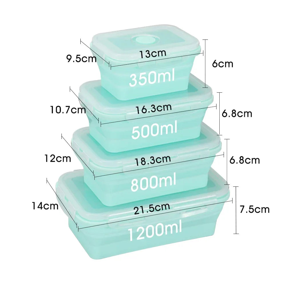 Collapsible Silicone Lunch Box – Eco-Friendly, Leakproof, Microwavable & Foldable Meal Prep Storage