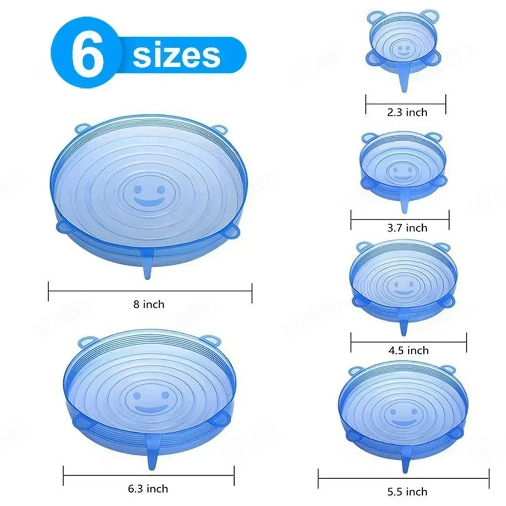 Reusable Silicone Stretch Lids – BPA-Free, Heat-Resistant, Airtight Food Covers (6-Pack)