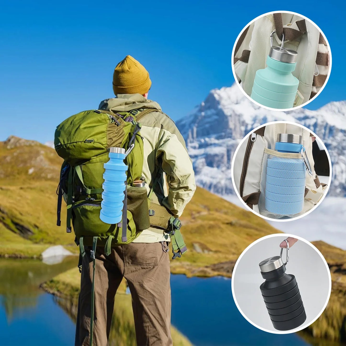 Collapsible Silicone Water Bottle – Portable, BPA-Free & Eco-Friendly for Travel, Sports & Outdoor Use